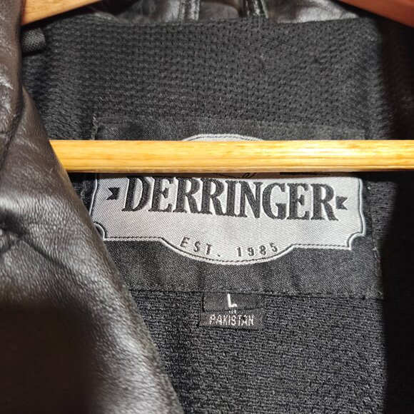 Derringer 100% Lambskin Leather Vented Moto Jacket sz L Black Silver Biker - Picture 9 of 14